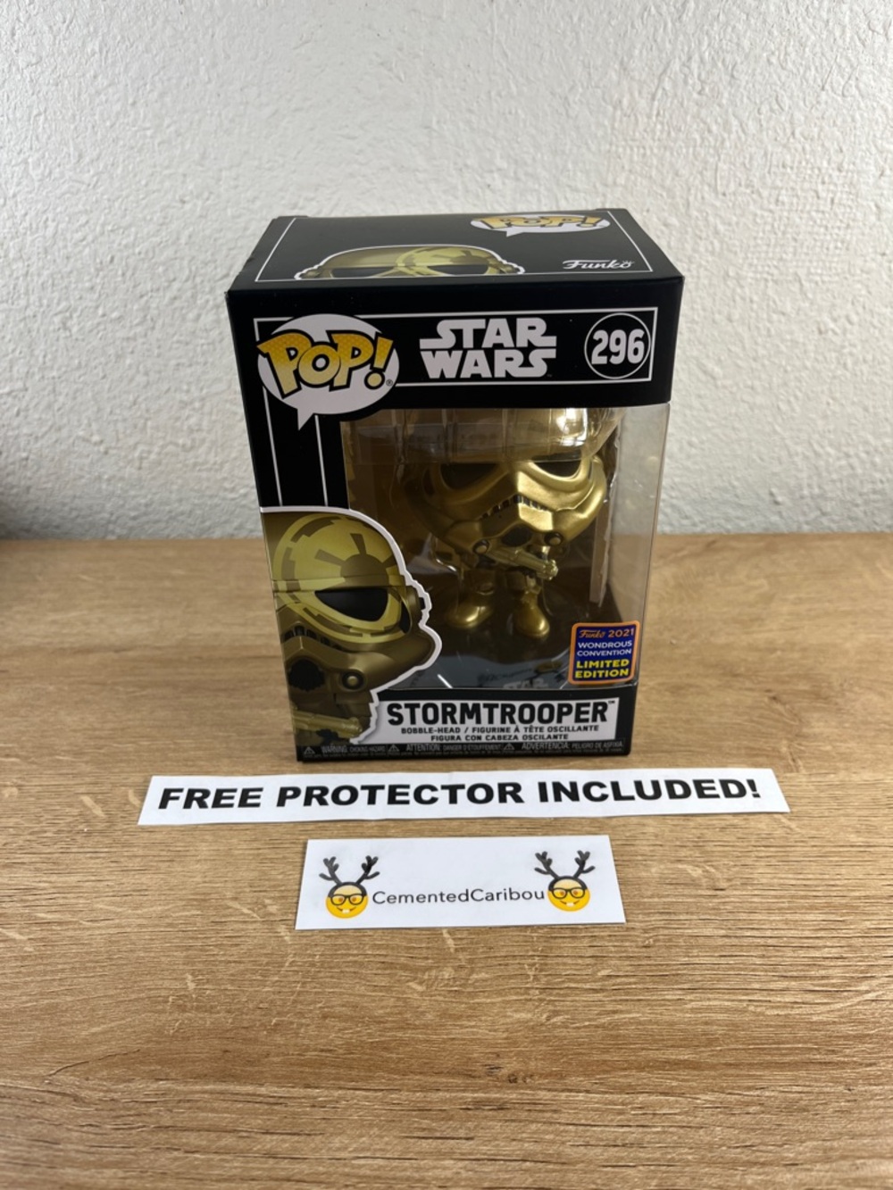 Gold Stormtrooper Funko Pop #296 Star Wars Wondercon 2021 Vaulted NEAR MINT